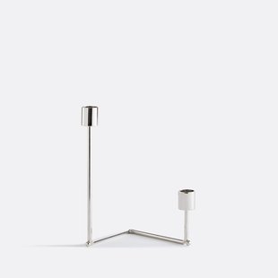 Dubbele kandelaar van verchroomd staal Alie