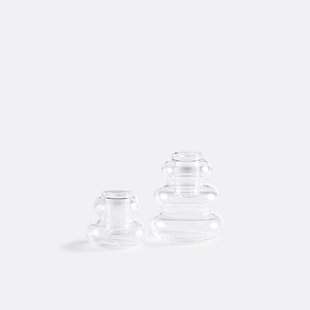 Set van 2 kandelaars van transparant glas Hadi