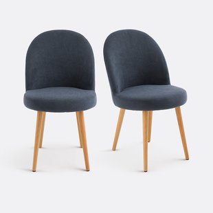 Set van 2 ribfluwelen stoelen Inès