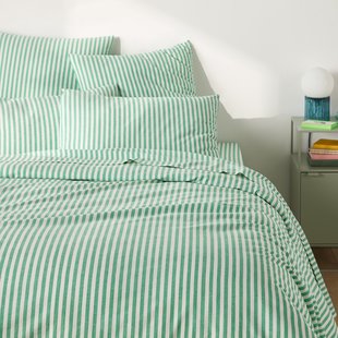 Katoenen dekbedovertrek, groen, Soizic