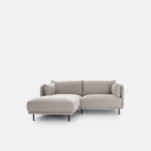 Compacte hoekbank links, stof met structuur Victor