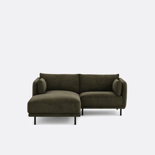 Compacte hoekbank links, stof met structuur Victor