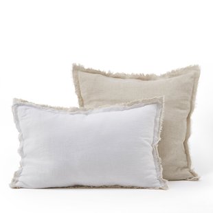 Gewassen linnen kussensloop met dubbele franje Alhanasia