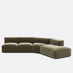 4-delige rechte vintage ribfluwelen bank Seven