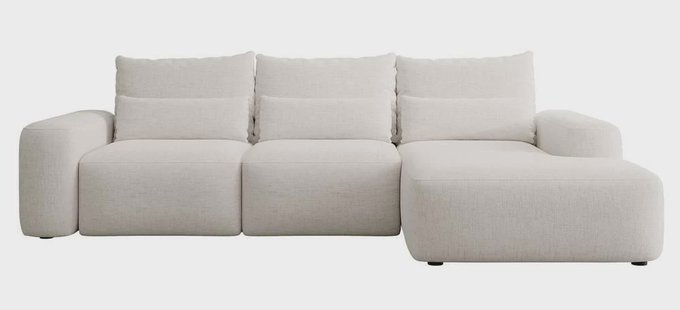 Hoekbank met slaapfunctie Calvados rechts chenille met lendekussens | NADUVI Collection