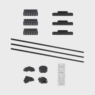 Lindby Lumaro railsystem, wissels, 6-lamps, zwart, 48V, dimbaar