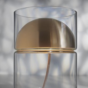 Oluce LED tafellamp Medusa, goudkleurig, glas, hoogte 30 cm