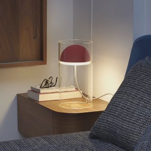 Oluce LED tafellamp Medusa, rood, glas, hoogte 30 cm