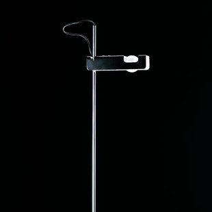 Oluce vloerlamp Spider, zwart/chroom, metaal, aluminium