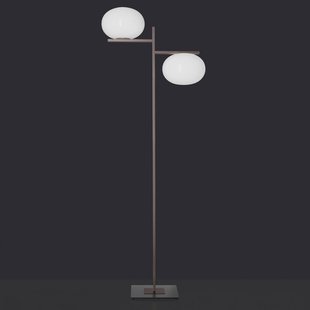 Oluce vloerlamp Alba, brons, wit, 2-lamps, glas, metaal