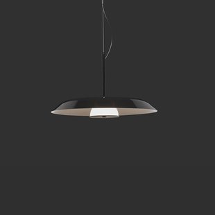 Oluce LED hanglamp Iride, Ø 55 cm, zwart, metaal, glas