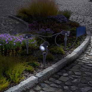 Näve LED-prikspot op zonne-energie SPOTI, zwart, set van 3, IP44