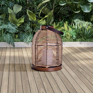 Näve LED lamp op zonne-energie Korbinian, bruin, hoogte 29 cm, IP44, lantaarn