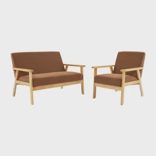 sweeek - Bank 2-zits fauteuil, corduroy, houten poten. sweeek - Bank 2-zits + fauteuil, corduroy, houten poten.