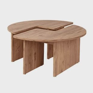 Calicosy - Set van 2 Salontafels MOIRA - B90 cm - Pijnboomeffect Calicosy - Set van 2 Salontafels MOIRA - B90 cm - Pijnboomeffect