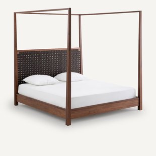 Hemelbed, massief notenhout, notenhoutfineer, Gilmour