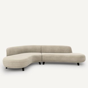 Hoekbank van linnen fluweel, Rosebury, ontwerp door Emmanuel Gallina