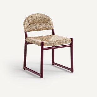 Stoel in massief gelakt eik en stro, Lyla