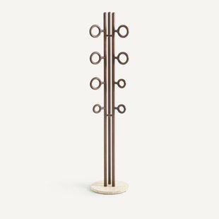 Kapstok in massief iepenhout en travertijn, Nayati