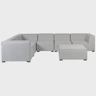 Beliani-AREZZO-Loungeset voor 7 Rechtszijdig-Lichtgrijs-Polyester