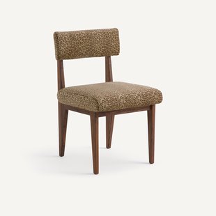 Notenhouten stoel, bekleding met kattenprint, Izag