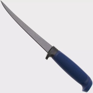 Marttiini Martef Filleting Knife 15 826017T Stainless, Blue Rubber, vaststaand mes plastic schede
