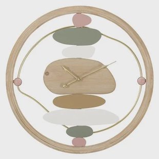 Mauro Ferretti Colorful Ronde wandklok in hout en bruin metaal