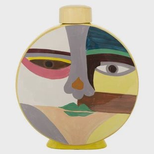 Veelkleurige keramische vaas met deksel 28x9x33 cm