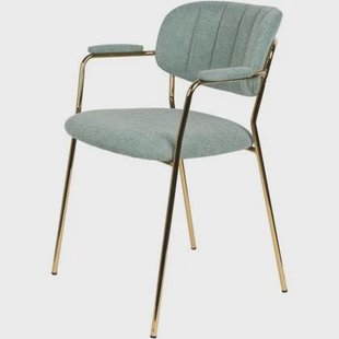 Puur - Viken armstoel stof lichtgroen - goud onderstel