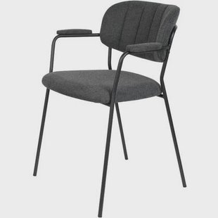 Puur - Viken armstoel stof grijs - zwart onderstel