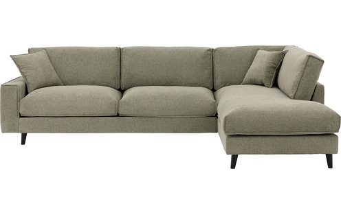 Goossens Bank Jonas groen, stof, 3,5-zits, urban industrieel met ligelement rechts