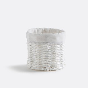 Ronde mand van geweven papier en stof, Papeli