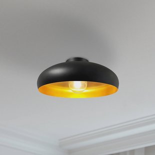 ROYALTECH Olli plafondlamp, zwart/goud Ø 40 cm, metaal, E27
