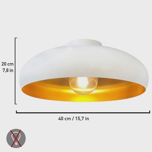 ROYALTECH Olli plafondlamp, wit/goud Ø 40 cm, metaal, E27