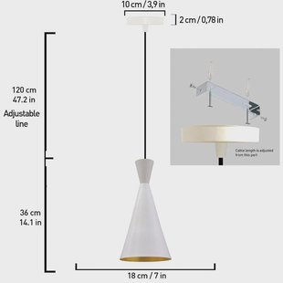 ROYALTECH Hanglamp Glenora, wit, Ø 18 cm, metaal, E27