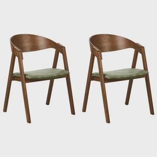 Beliani - YUBA - Eetkamerstoel set van 2 - Donkergroen - Fluweel