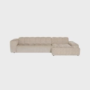 by fonQ Plume 4-zits Hoekbank met Chaise Longue Rechts - Chenille - Beige