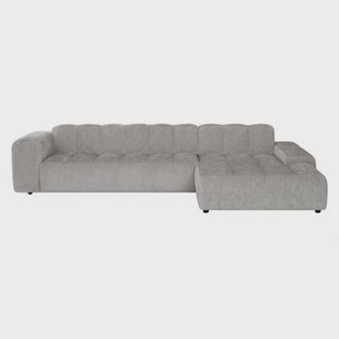 by fonQ Plume 4-zits Hoekbank met Chaise Longue XL Rechts - Chenille - Grijs