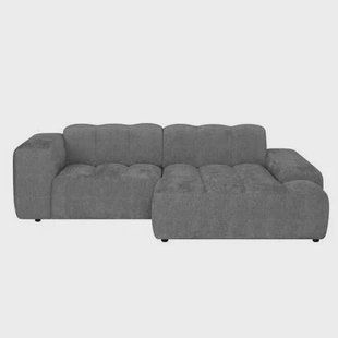 by fonQ Plume 2,5-zits Hoekbank met Chaise Longue XL Rechts - Chenille - Antraciet