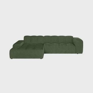 by fonQ Plume 3-zits Hoekbank met Chaise Longue XL Links - Chenille - Groen