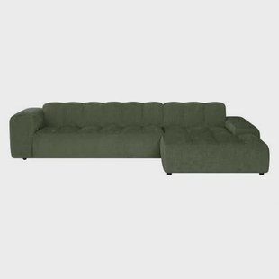 by fonQ Plume 4-zits Hoekbank met Chaise Longue XL Rechts - Chenille - Groen