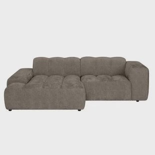 by fonQ Plume 2,5-zits Hoekbank met Chaise Longue Links - Chenille - Mocca