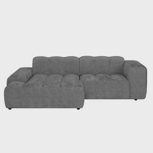 by fonQ Plume 2,5-zits Hoekbank met Chaise Longue Links - Chenille - Antraciet