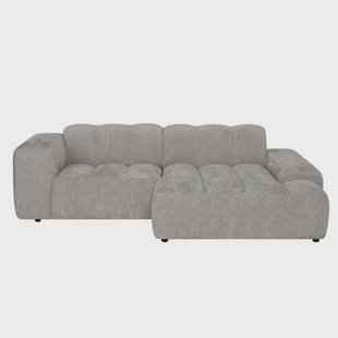 by fonQ Plume 2,5-zits Hoekbank met Chaise Longue Rechts - Chenille - Grijs