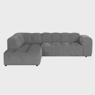 by fonQ Plume 2,5-zits Hoekbank Links - Chenille - Antraciet