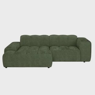 by fonQ Plume 2,5-zits Hoekbank met Chaise Longue XL Links - Chenille - Groen