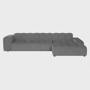 by fonQ Plume 4-zits Hoekbank met Chaise Longue XL Rechts - Chenille - Antraciet