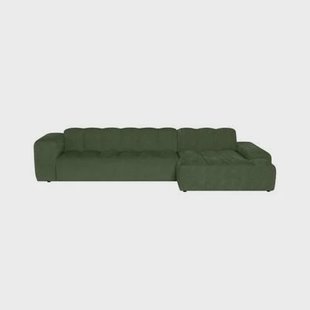 by fonQ Plume 4-zits Hoekbank met Chaise Longue Rechts - Chenille - Groen