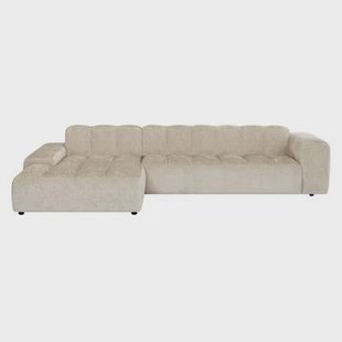 by fonQ Plume 4-zits Hoekbank met Chaise Longue XL Links - Chenille - Beige