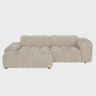 by fonQ Plume 2,5-zits Hoekbank met Chaise Longue XL Links - Chenille - Beige